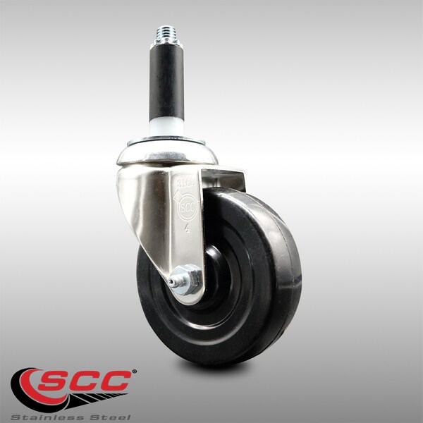 4 Inch 316SS Soft Rubber Wheel Swivel 3/4 Inch Expanding Stem Caster SCC